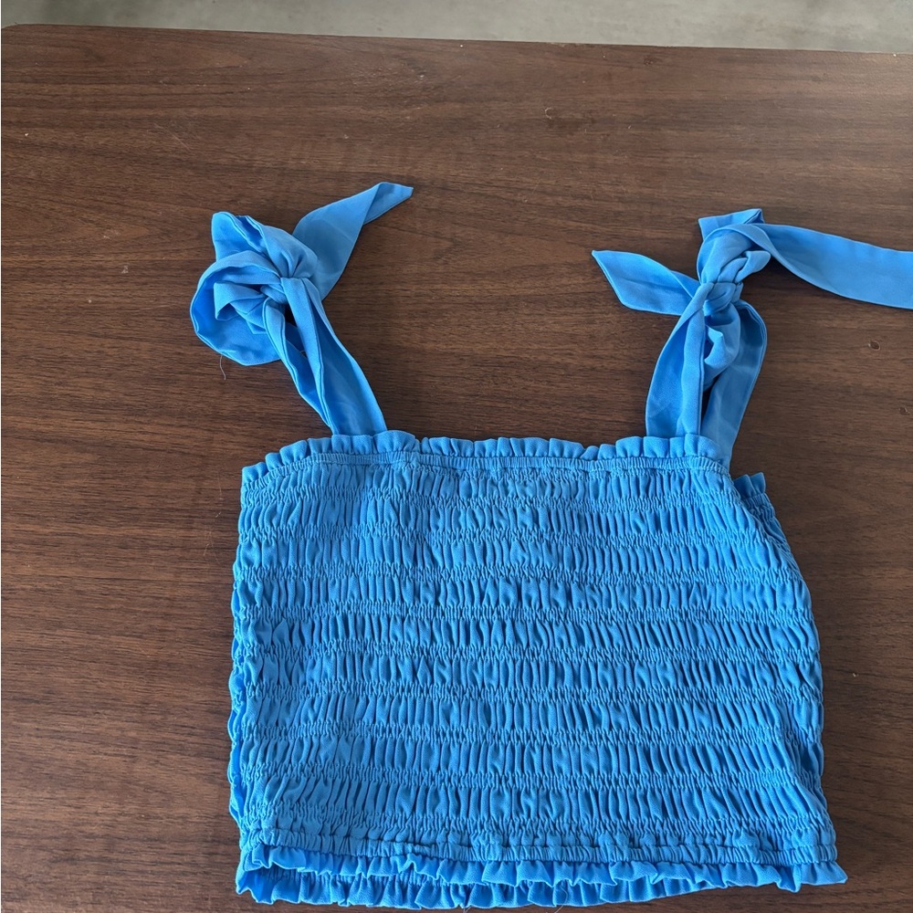 Altar'd State Blue Smocked Top